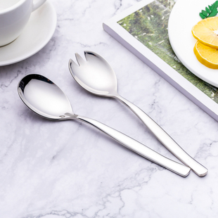 不锈钢加厚一体叉勺欧式创意家用长柄勺子套装可爱沙拉叉子餐具