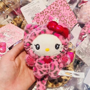 新款 闪闪豹纹系列毛绒kitty蝴蝶结玩偶挂件背包挂饰送礼物钥匙扣