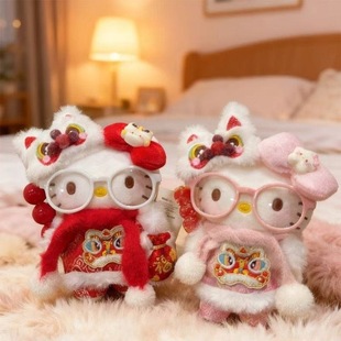 喜庆红色kitty猫包包挂件拜年服套装新春限定可爱甜美钥匙扣挂饰