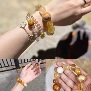 幸禧慈【土系·全能多宝】非遗工艺彩云砂大漆 天然水晶手串送礼