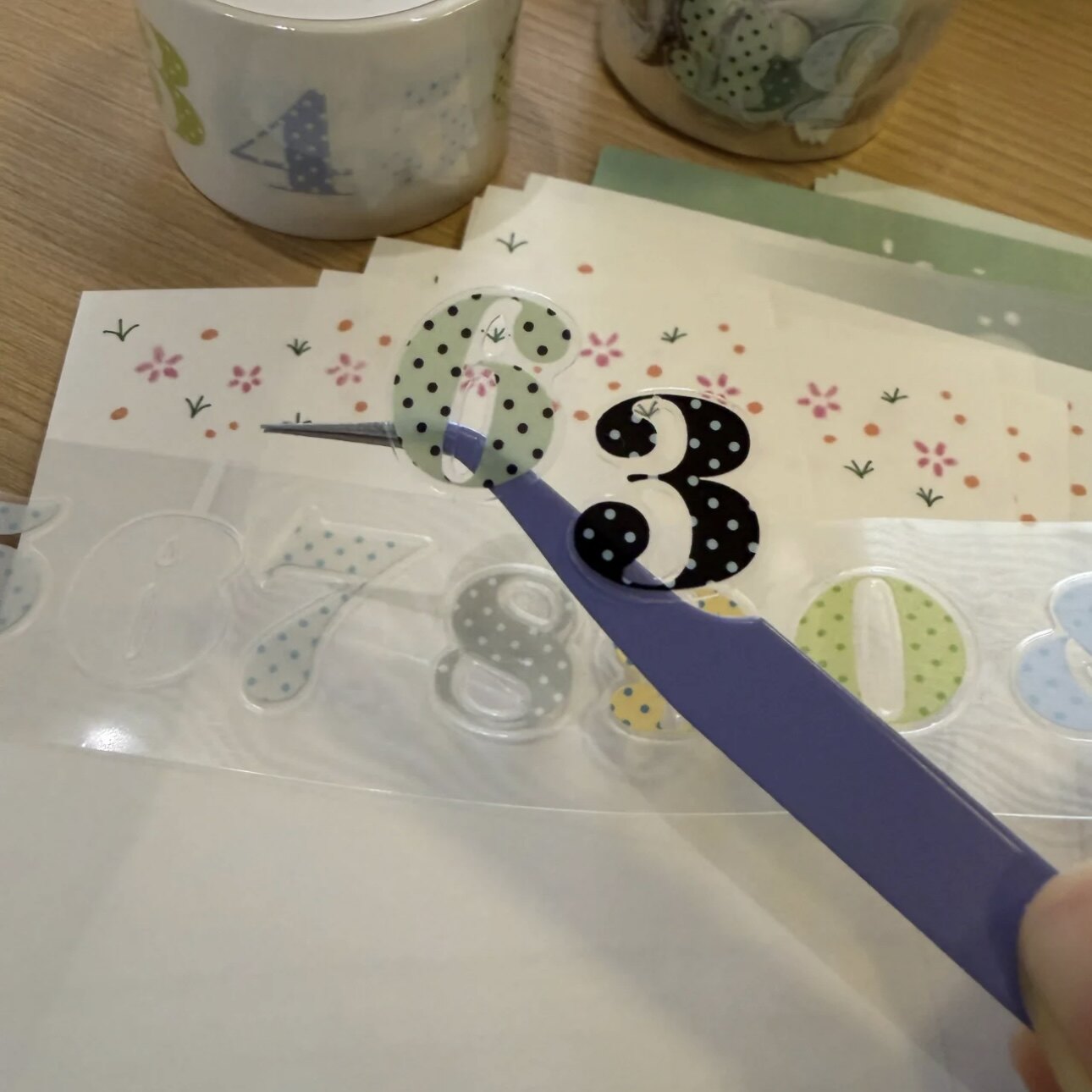 分装 小猫吹泡泡|原创波点数字切膜手帐素材贴纸基础打底装饰图片