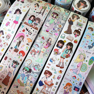 食翅人原创贴纸卷合集分装 饰 y2k千禧风女孩居家上课日常手帐装