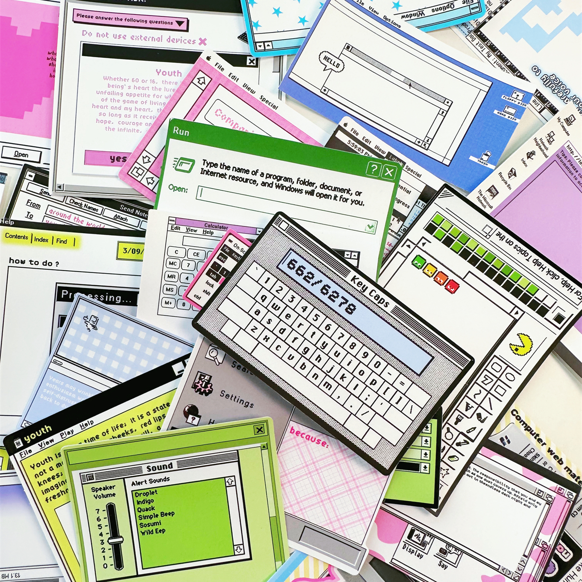 ins风复古电脑框素材贴纸包