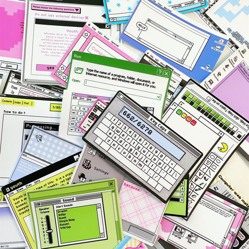 ins风复古电脑框素材贴纸包