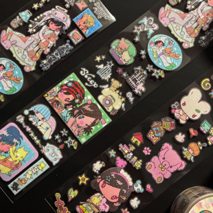 鸟鸟一原创睡觉大王家居系列贴纸卷分装标签贴卡通玩具屋手帐贴纸