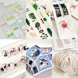 Fancyfancyfancy分装｜勿忘我粉鸟衔枝月色盐系手帐装饰贴纸卷