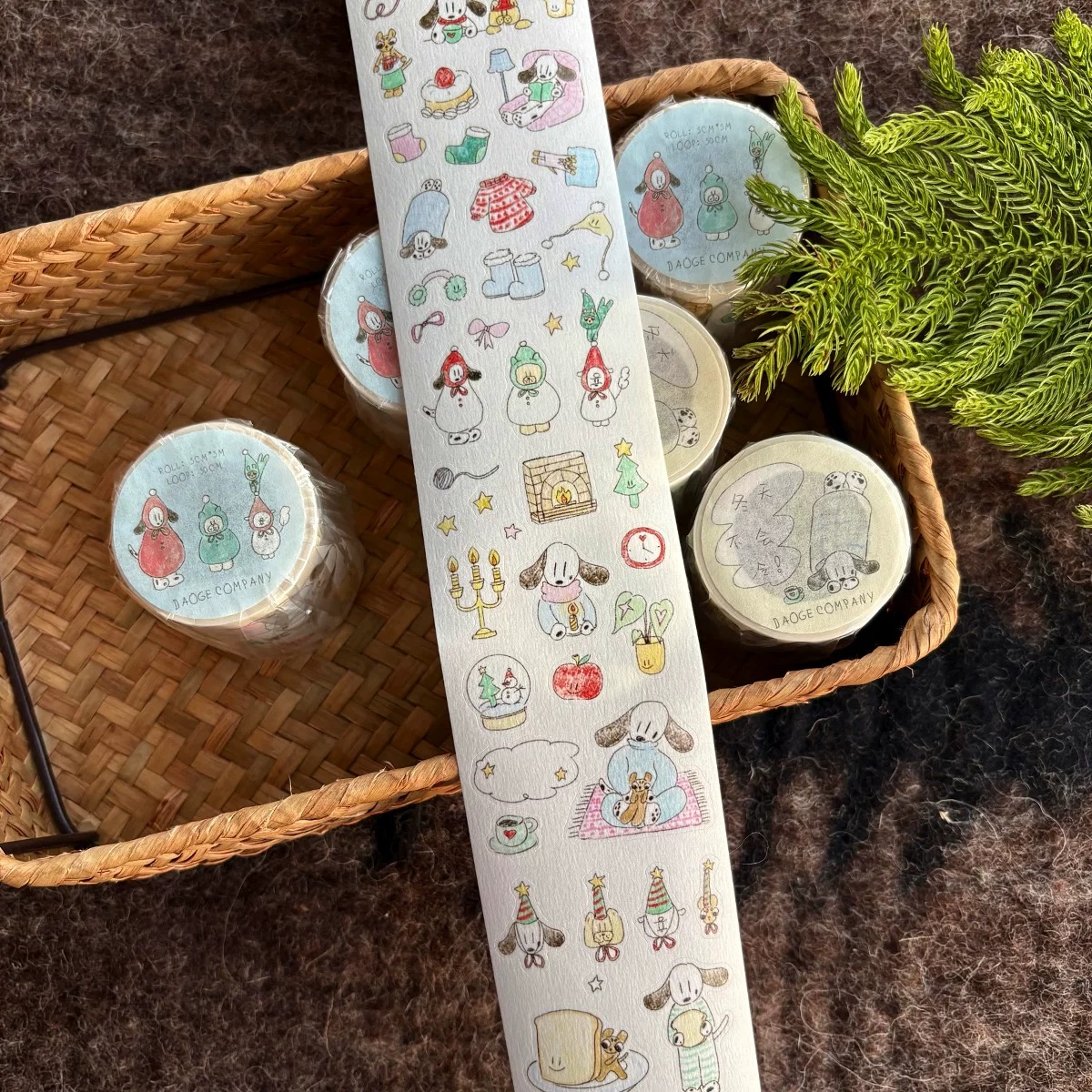 道格原创分装|冬日圣诞雪人斑点狗贴纸小狗日付数字胶带手帐装饰