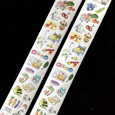 universehug动物食堂卡通贴纸卷分装 复古彩色可爱手帐拼贴素材