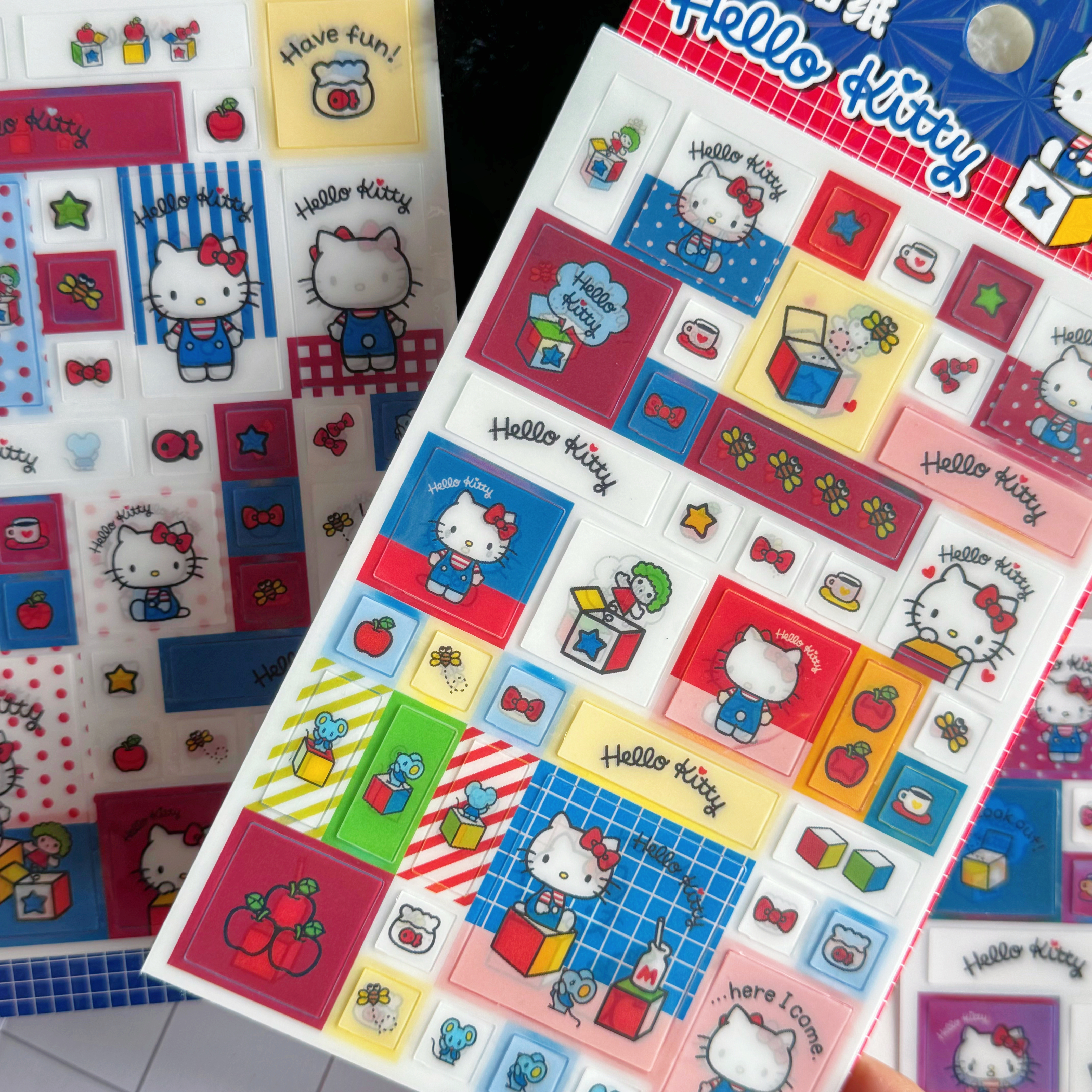 三丽鸥凯蒂猫贴纸正版光栅卡通手工diy手账可爱素材装饰贴画