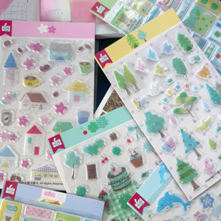 半夏风岚3D立体贴手帐立体贴deco贴小图案盐系水杯手机壳装 饰