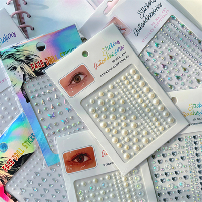 仙女妆闪亮水钻脸部钻眼泪贴水滴珍珠眼角装饰儿童舞台妆手账装饰