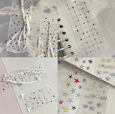Fancyfancyfancy分装基础星星的圈套圆点网格波点贴纸卷手帐装饰