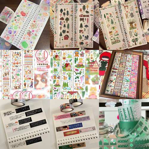 小羊羊原创古早字素手帐贴纸卷胶带分装 日系森林森系小动物拼贴