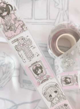 分装*韩国milkyhearts贴纸卷可爱卡通人物洋娃娃女孩手帐装饰素材