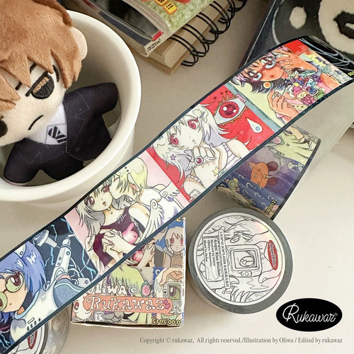 Oliwa奥莉蛙贴纸卷angelkiss复古可爱咕卡手账贴纸赛博朋克风女孩