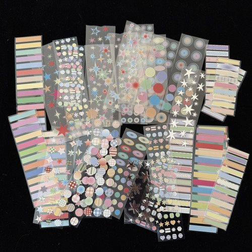 iEUKA 贴纸卷分装 基础百搭圆点烫银星星手帐小元素打底装饰deco