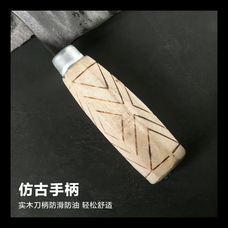 手工锻打菜刀柄穿心刀柄实木菜刀把老铁刀手把木柄细刀尾木手柄