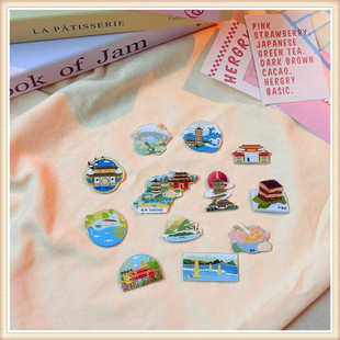 城市旅行亚克力冰箱贴杭州西湖钱塘江断桥灵隐寺旅游景点创意磁贴