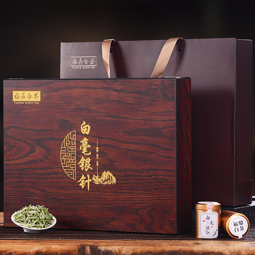 福鼎高山白茶2024新茶白毫银针特级茶叶头采银针芽实木礼盒装300g - 封面