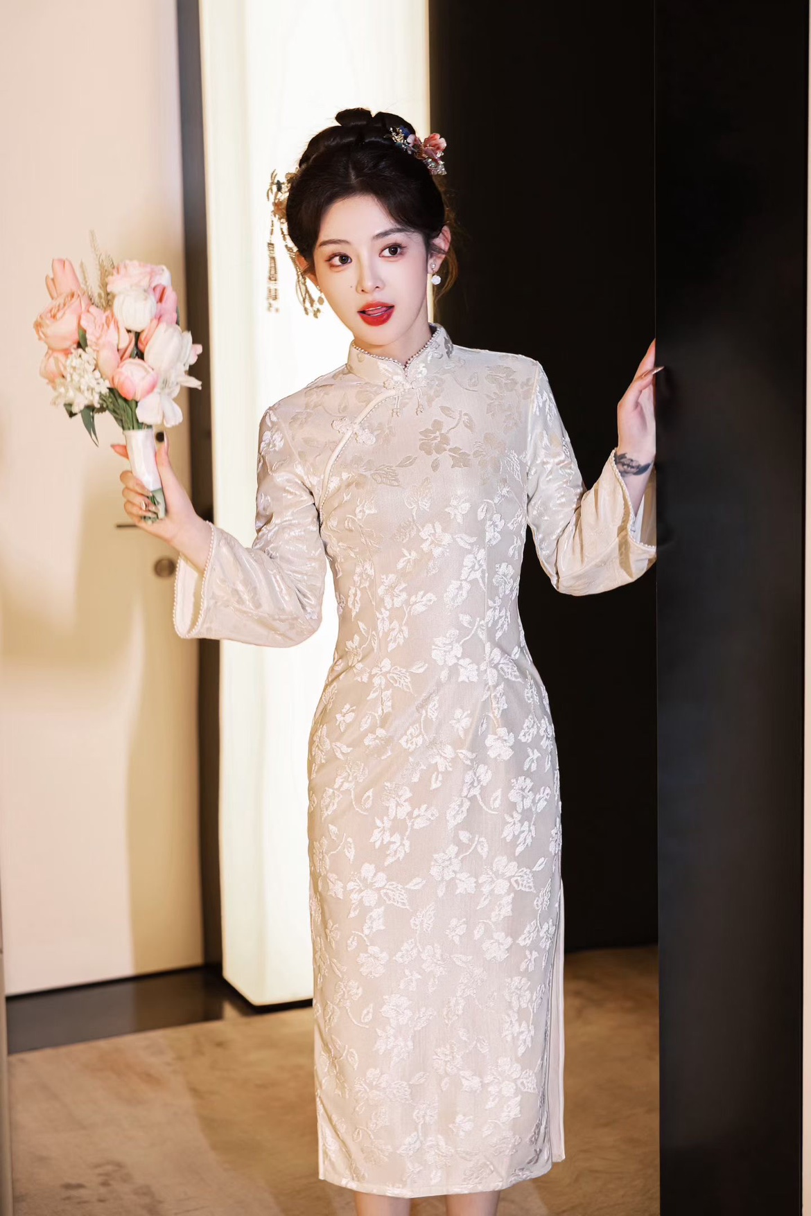 新中式订婚领证登记小礼服裙结婚旗袍敬酒服新娘回门夏季日常旗袍