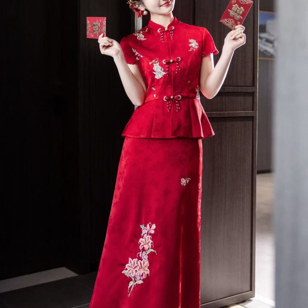 新中式敬酒服2026新款高级感新娘订婚礼裙结婚出阁宴回门便装