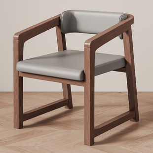 轻奢主人椅中式茶桌家用扶手茶椅中古餐椅专用凳子实木椅子靠背椅