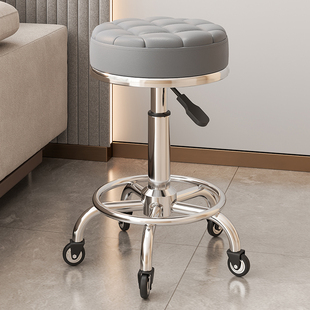 美容凳子滑轮理发店椅美容院专用大工凳升降转椅圆凳美发美甲椅子