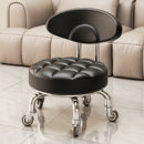 意式 万向轮小凳子滑轮移动凳子家用矮凳带娃客厅带轮靠背小椅子