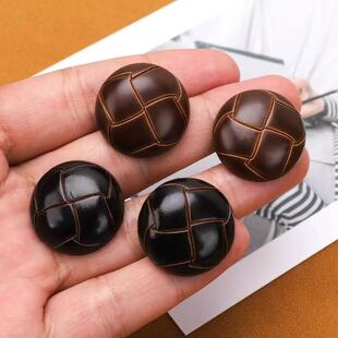 蘑菇扣大衣风衣仿皮扣子上衣女毛衣外套黑色树脂纽扣圆形龟纹扣子