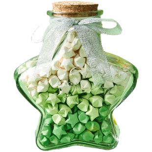 圣诞星星纸圣诞折纸星星折纸圣诞手工礼物幸运星diy手工圣诞礼物折星星纸高颜值绿色系星星手工圣诞创意礼物