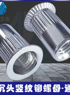GB17880-2大沉头竖纹铆螺母304不锈钢圆柱滚花汽车拉帽螺纹加长款