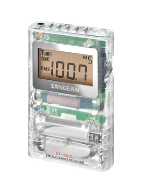 进口SANGEAN/山进DT160透明黑科技AM/FM便携式口袋迷你数字收音机