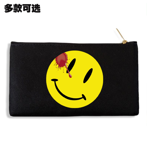守望者黄色笑脸标志罗夏墨迹万用帆布笔袋零钱手拿手机包收纳袋子