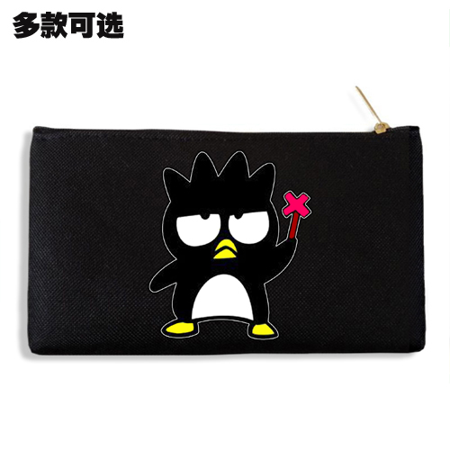 可爱酷企鹅庞克头黑色企鹅帆布收纳袋手拿笔袋零钱手机包