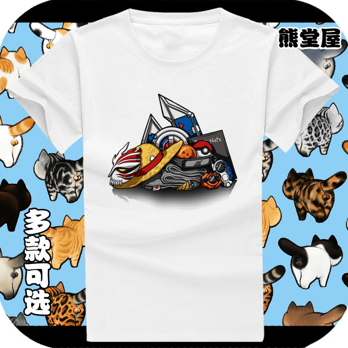 童年怀旧80后90后动漫直筒宽松圆领全纯棉短袖t恤衫半袖上衣服