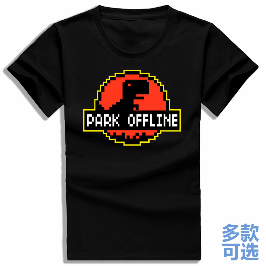 谷歌网页404youareofflinejurassic全纯棉短袖t恤衫半袖上衣服