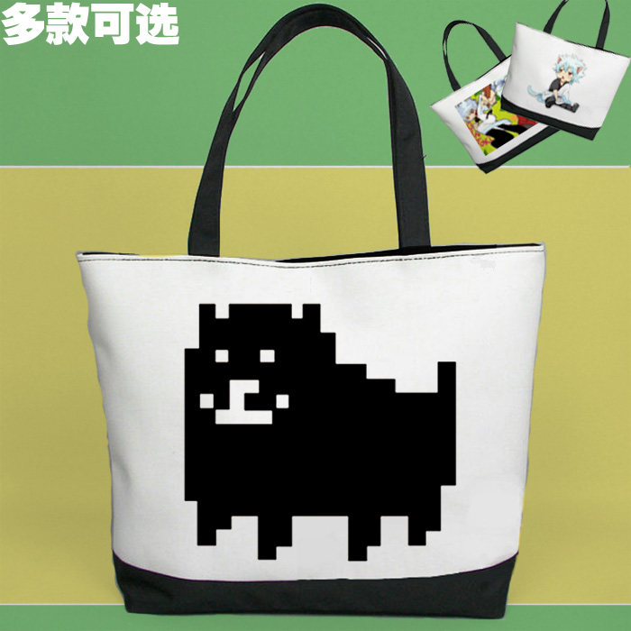 我的内心无波动undertaletobyfox动漫帆布包单肩大包手提黑白包