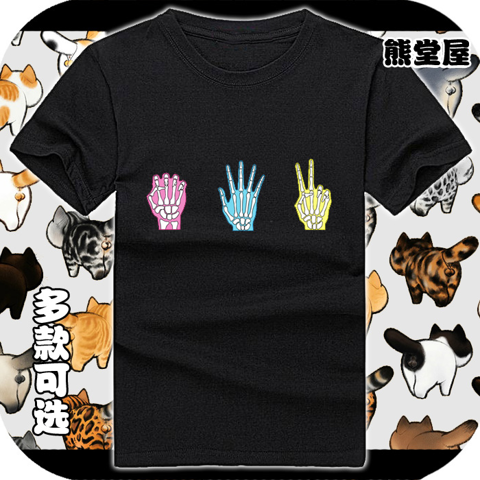 赌博默示录伊藤开司石头剪刀布直筒全纯棉短袖t恤衫半袖上衣服