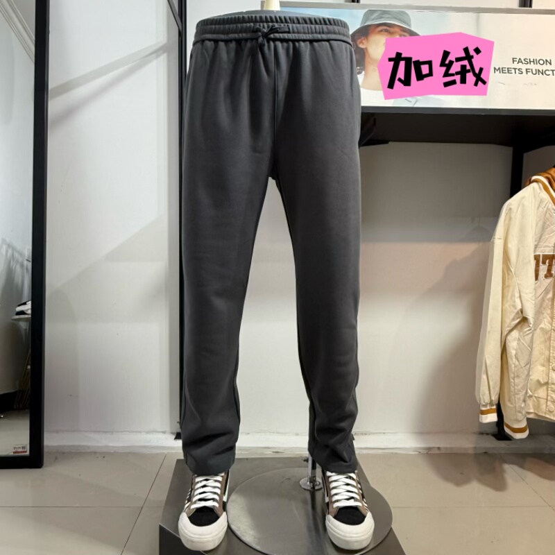 JJ男士秋冬加绒加厚纯棉保暖运动休闲宽松小直筒略修身卫裤