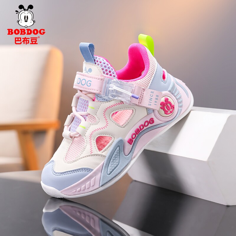 巴布豆儿童鞋子女童运动凉鞋夏季2026新款包头镂空女孩公主框子鞋