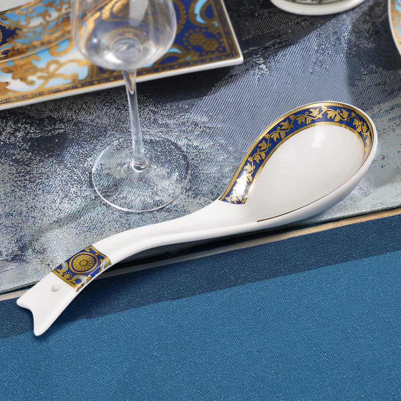 大汤勺欧式骨瓷创意凤尾浮雕金