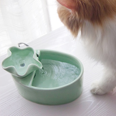 宠物陶瓷饮水机猫咪自动循环智能猫用喝水静音用品流动活水喂水器