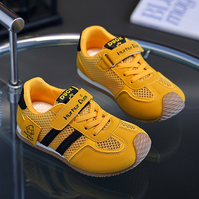 小黄鸭儿童阿甘鞋夏季新款女童黄色板鞋德训鞋男童单网运动鞋透气