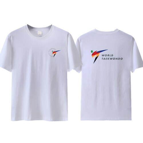 定制新款跆拳道T恤WORLD TAEKWONDO 世界跆拳道练功散打训练服装