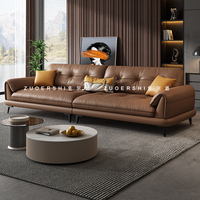 佐尔适复古风真皮沙发现代简约沙发客厅小户型意式极简直排皮沙发