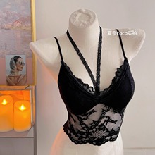挂脖蕾丝内搭吊带自带胸垫可外穿内衣夏季法式纯欲百搭打底背心女
