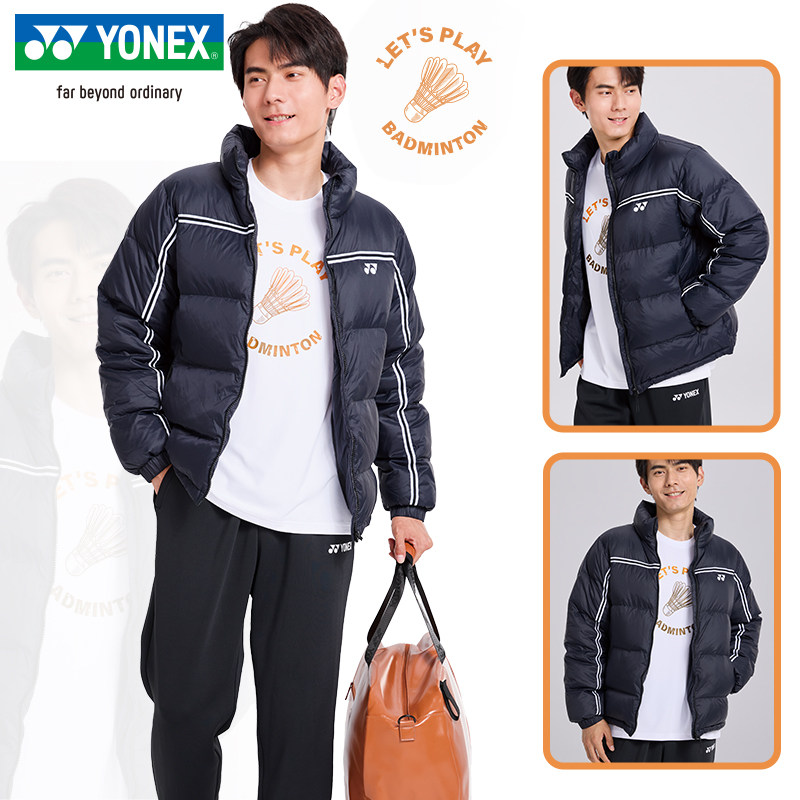 YONEX尤尼克斯羽毛球服男款女秋冬防寒保暖羽绒服外套1900425BCR