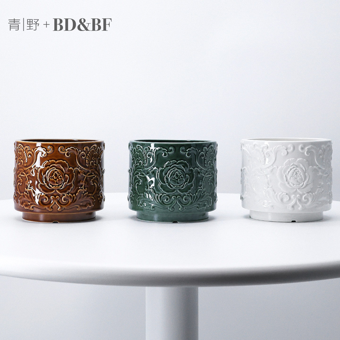 青野园艺家陶瓷花盆花瓶雕花瓶浮雕花纹装饰摆件客厅插花盆绿植,家居饰品,花瓶,淘宝优惠券,粉丝福利购,淘宝优惠卷