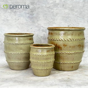 浪漫复古粗陶手工花园庭院盆 帝罗马粗陶中古花盆巴尔希古董盆法式