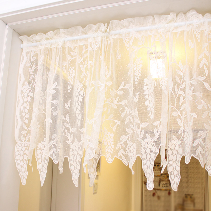 欧式小清新田园蕾丝咖啡白色窗帘